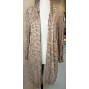 DKNY Open Front Lightweight Beige Cardigan Sweater Size M 4-10